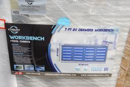Chery Ind. 7', 20 drawer Workbench 38.19" tall, 87.80" wide, steel drawer b