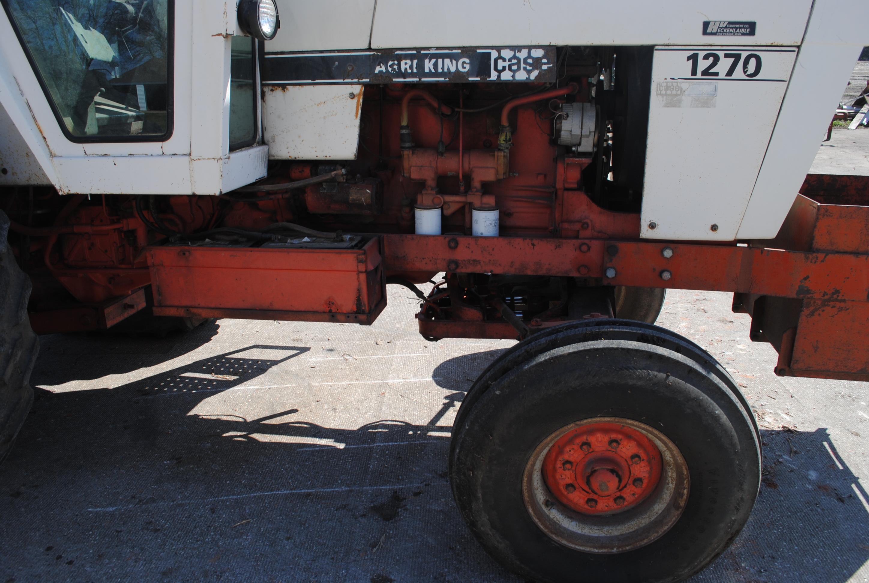 Case Agri-King 1270 Diesel Tractor w/cab, wide front, rock box, band duals, 3-point, w/quick hitch,