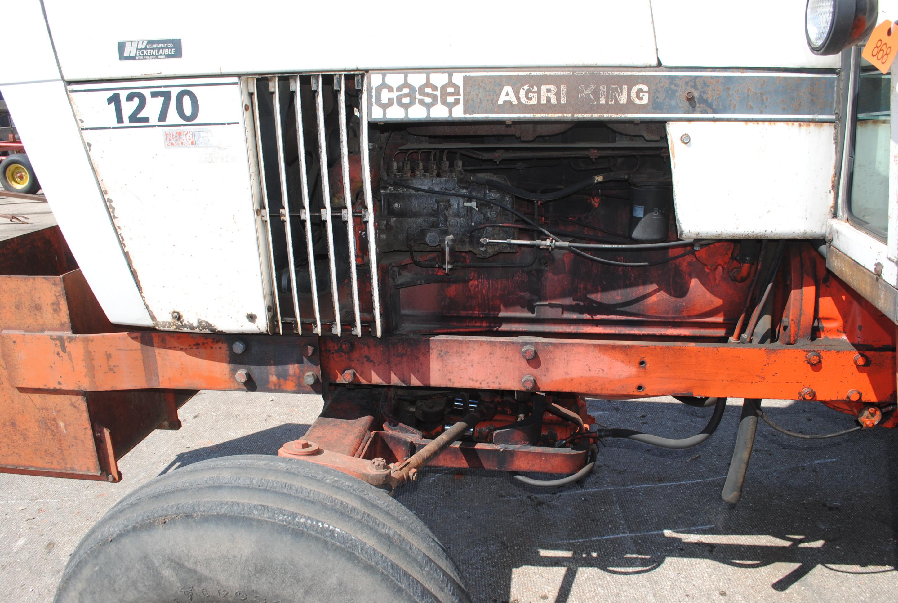 Case Agri-King 1270 Diesel Tractor w/cab, wide front, rock box, band duals, 3-point, w/quick hitch,