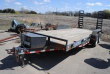 **T** 2013 LoadTrail Trailer, bumper pull, pintle hitch, 83" wide x 18' long, flip-up ramps, D-rings