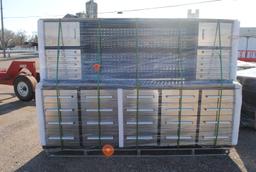Unused 2025 H9.5 FT Work Bench with 30-drawers, drawers with lock and anti-slip inners, using new 3-