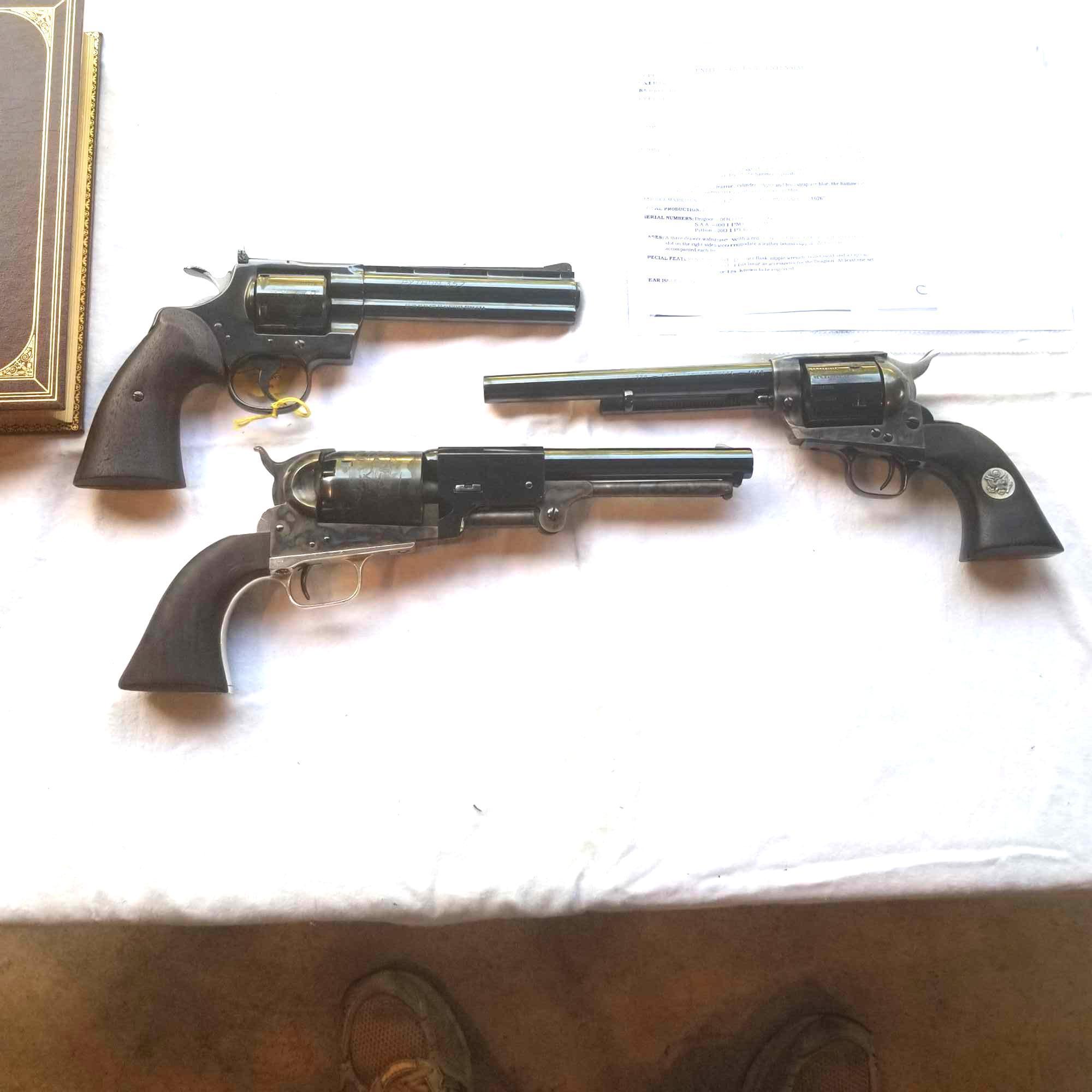 COLT US BICENTENNIAL 3 GUN SET inc PYTHON DRAGOON SINGLE ACTION ARMY