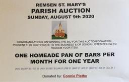 1 pan of bars per month for one year (Connie Plathe)