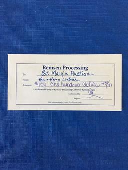 $100 gift certificate to Remsen Processing & a 6-pack of different seasonings (Ken & Kerry Loutsch)