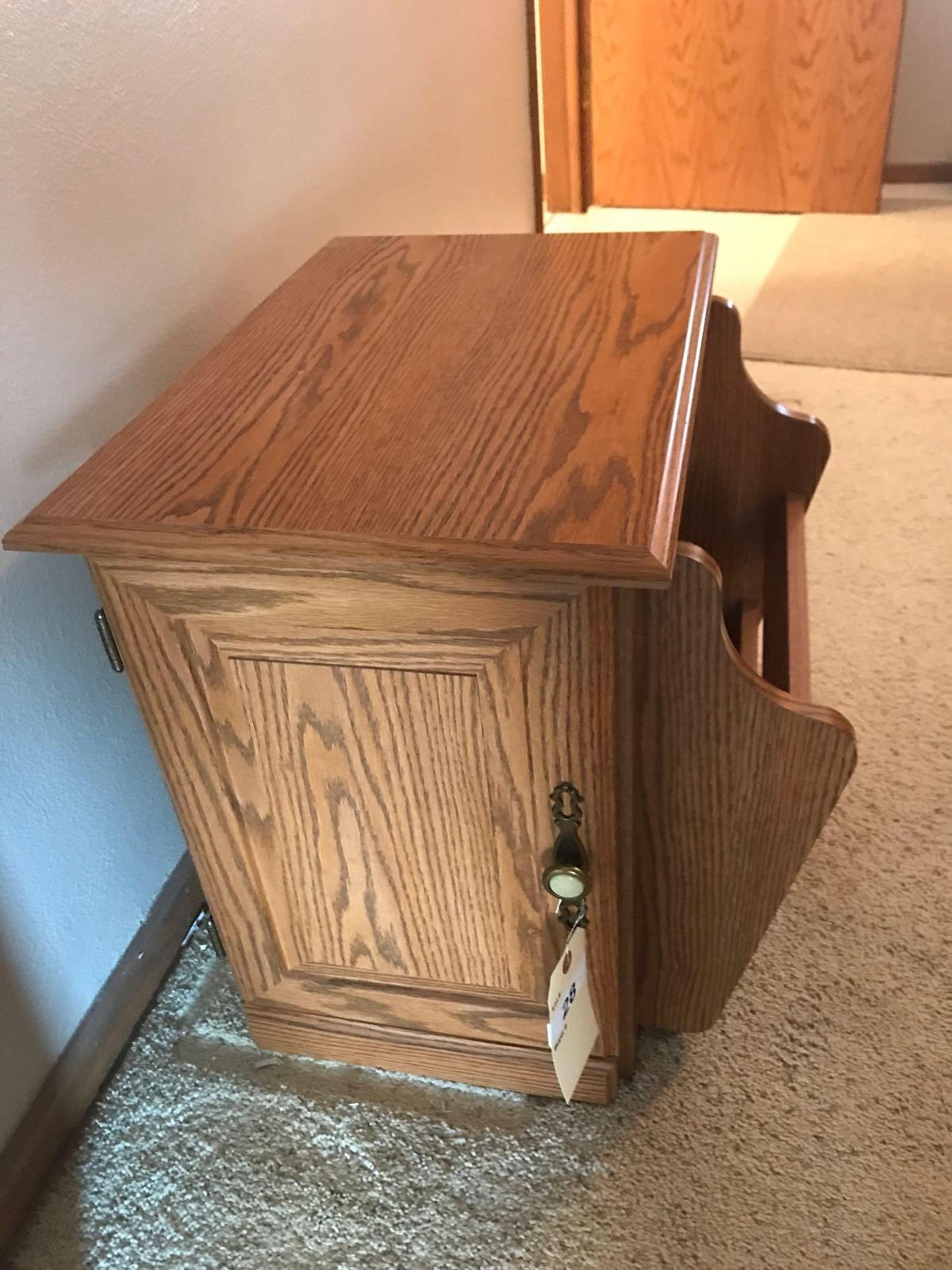 Oak End Table/Magazine Rack. NO SHIPPING AVAILABLE!