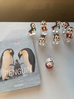 Pair of colored glass penguins
