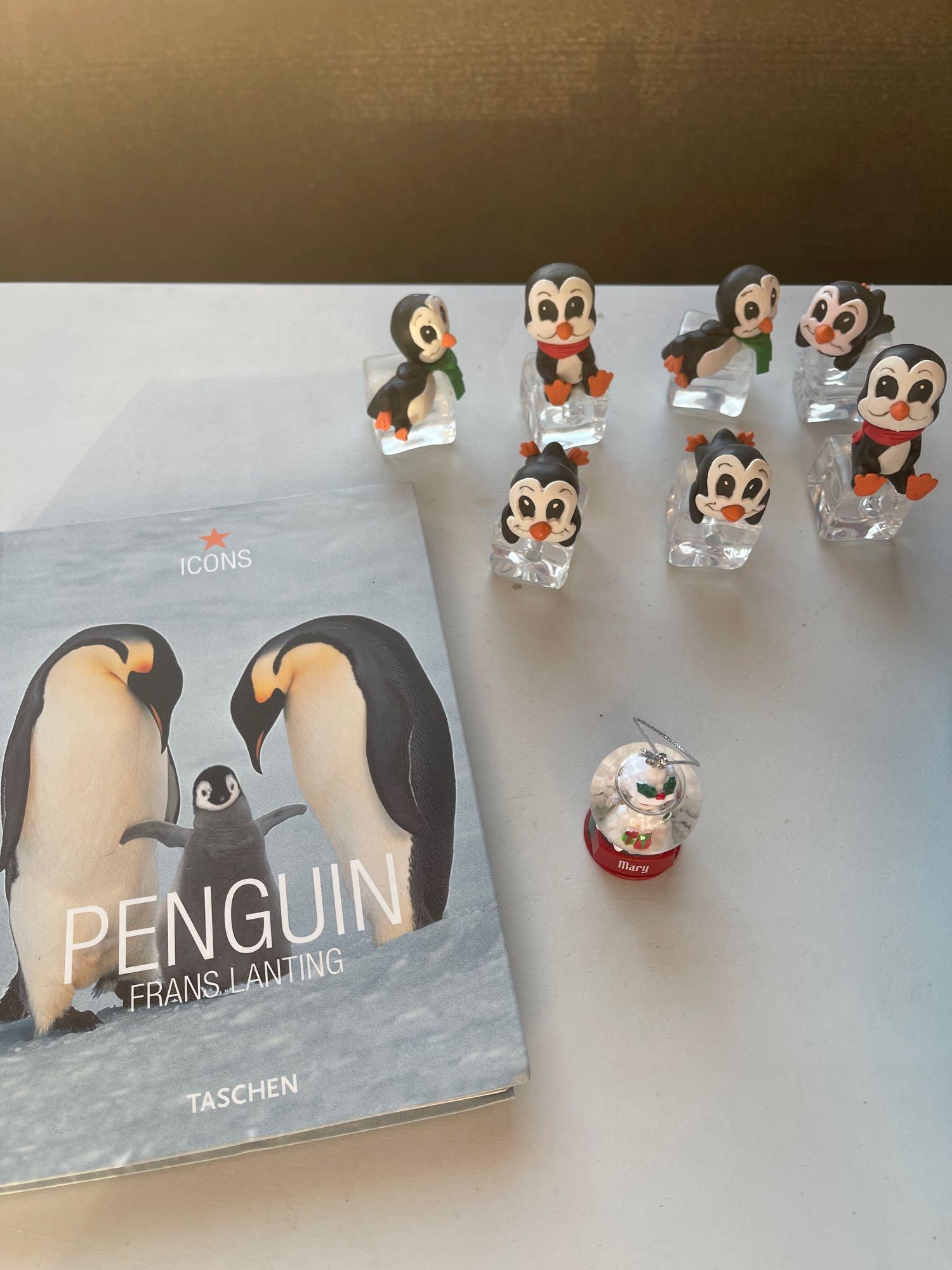 Pair of colored glass penguins
