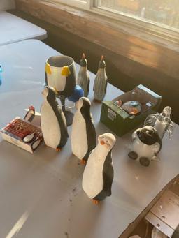 Pair of colored glass penguins
