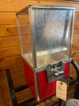 Rhino vending machine including 2 gumball dispensers and 1 candy dispenser with stand. Nice