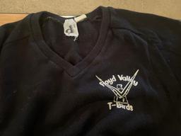 Various sized T-Birds and Floyd Valley shirts and cheerleading memorabilia