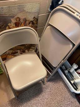 Costco card table and 4 Costco folding chairs.