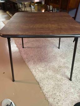 Costco card table and 4 Costco folding chairs.