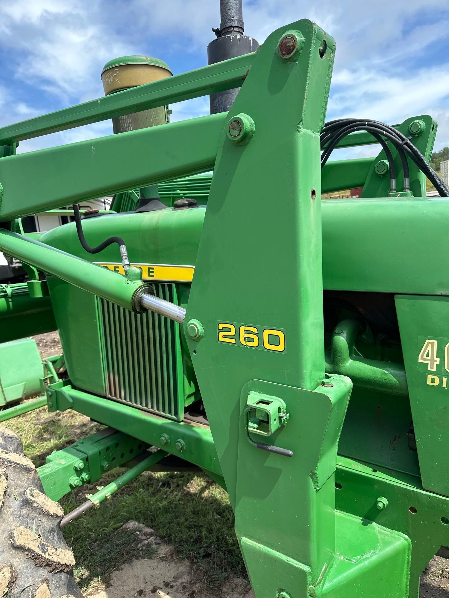 JOHN DEERE "4020" TRACTOR, DIESEL, OPEN STATION , HYDRAULIC FRONT ASSIST, 260 LOADER