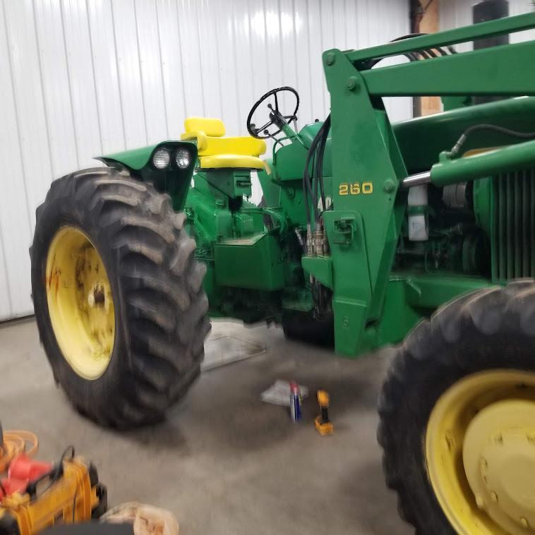 JOHN DEERE "4020" TRACTOR, DIESEL, OPEN STATION , HYDRAULIC FRONT ASSIST, 260 LOADER