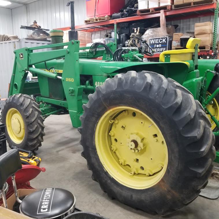 JOHN DEERE "4020" TRACTOR, DIESEL, OPEN STATION , HYDRAULIC FRONT ASSIST, 260 LOADER