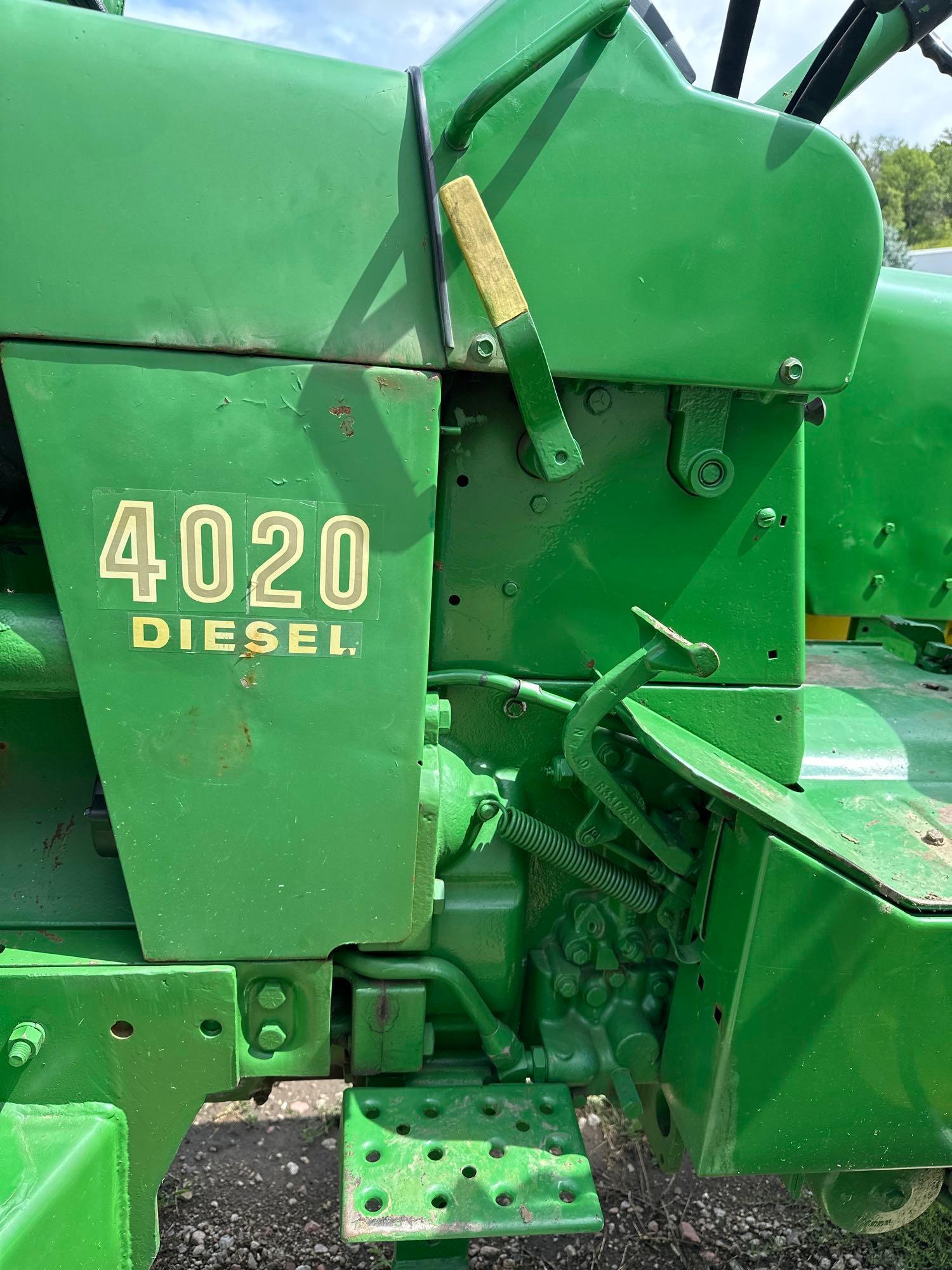 JOHN DEERE "4020" TRACTOR, DIESEL, OPEN STATION , HYDRAULIC FRONT ASSIST, 260 LOADER