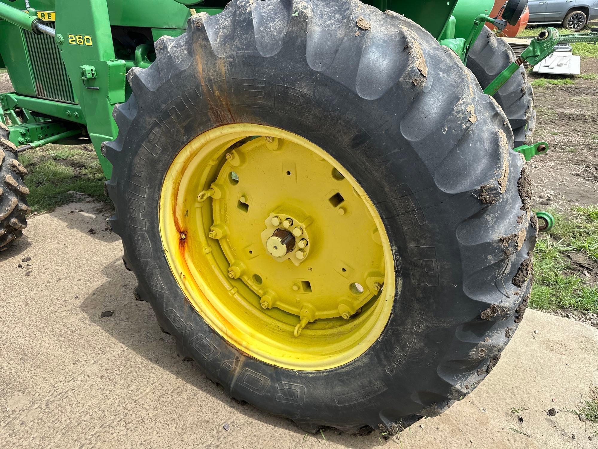 JOHN DEERE "4020" TRACTOR, DIESEL, OPEN STATION , HYDRAULIC FRONT ASSIST, 260 LOADER