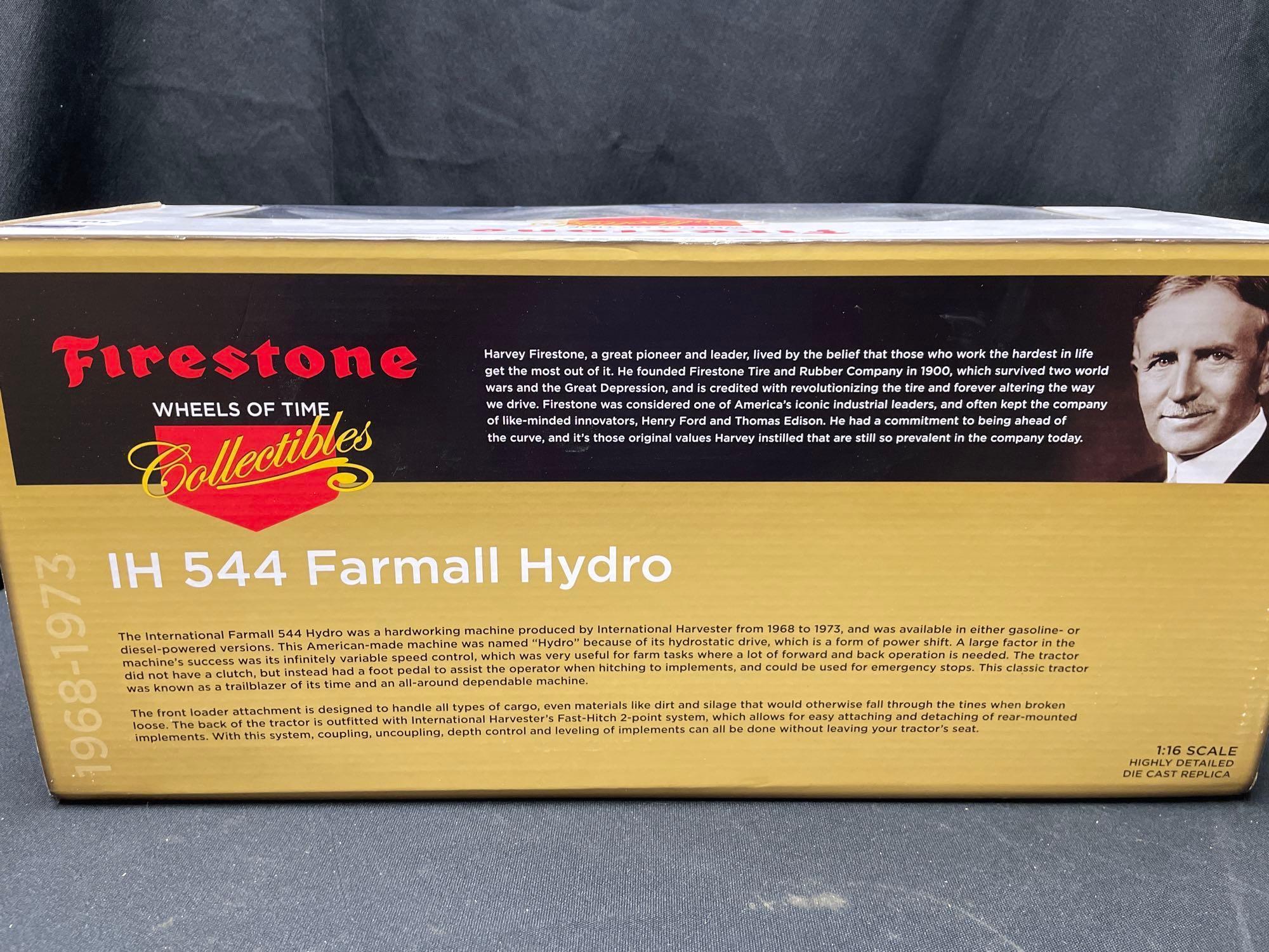 1/16th Scale Spec Cast Firestone Wheels of Time Collectibles IH 544 Hydro Tractor w/Loader - NIB