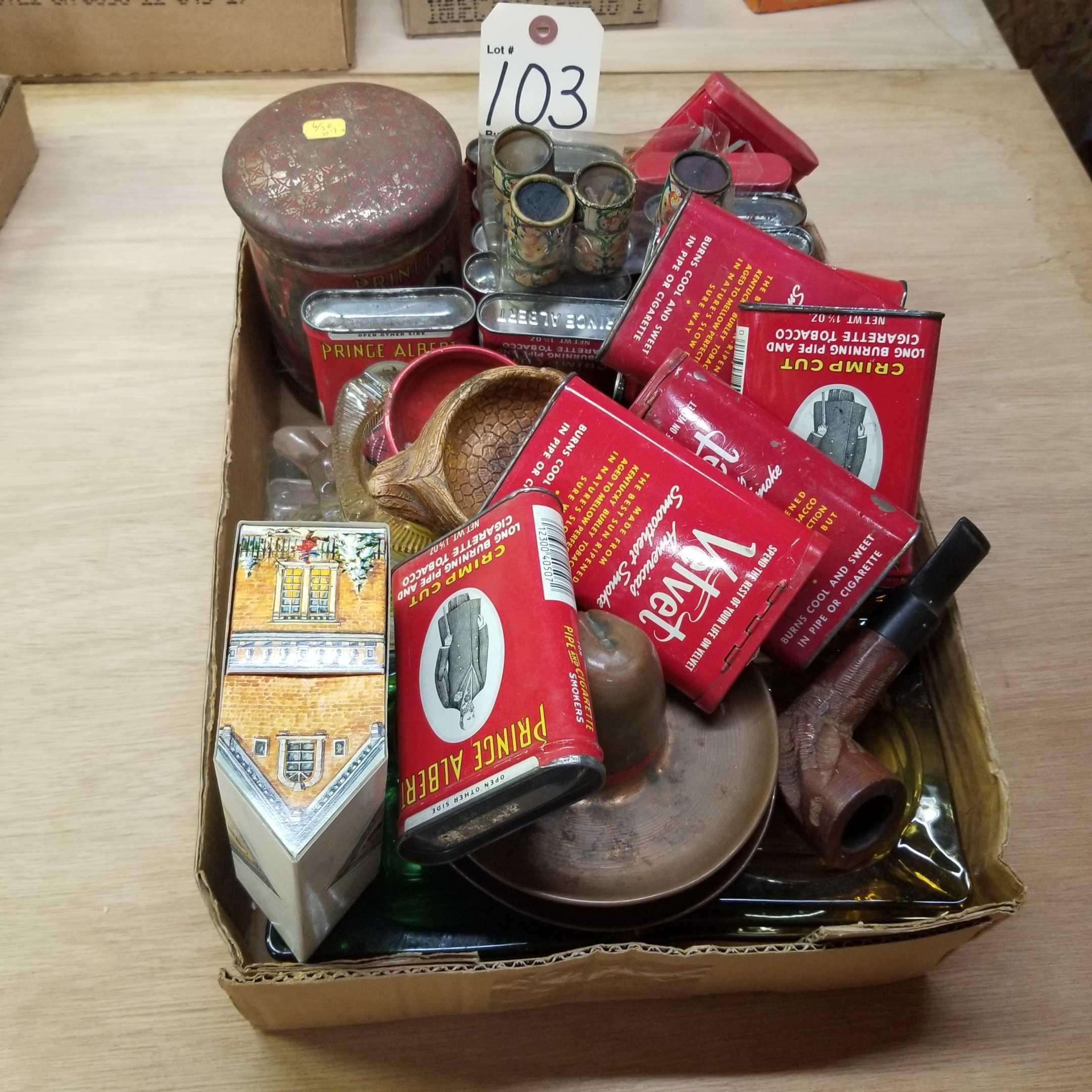 TOBACCO TIN and ASH TRAY ASSORTMENT