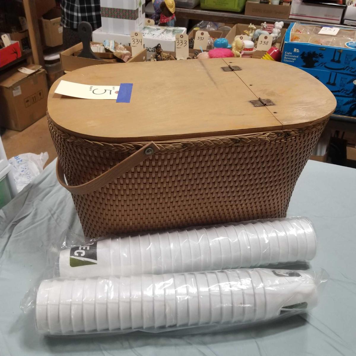 Wicker Picnic Basket w/Contents