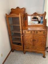 Very ornate...oak side by side china buffet and secretariat with applied and spoon carving.... Very 