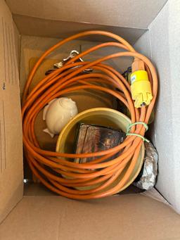 Box of Ratchet Straps, Electrical Cord & more