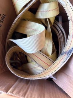 Box of Ratchet Straps, Electrical Cord & more