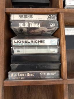 Cassette Tapes in Wooden Cabinet, Collectable Items, & more