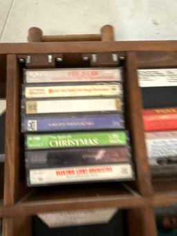 Cassette Tapes in Wooden Cabinet, Collectable Items, & more