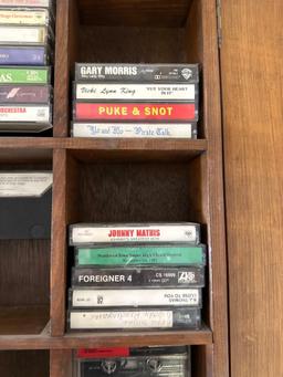 Cassette Tapes in Wooden Cabinet, Collectable Items, & more