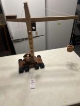 Handcrafted wood crane.