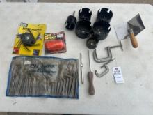4 3/8, 4 1/8, 4 inch, 3 1/2 and 3 inch hole saws, hexkey driver set, powerstrippercord,