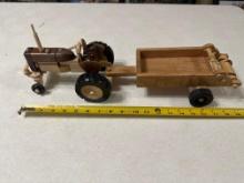 Handcrafted wood tractor and spreader