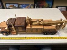 Handcrafted wood wrecker truck