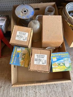 misc. light jars for home and farm, roll of wire