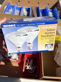 Assorted electrical fittings, light bulbs, dust masks Shipping