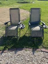 Pair of folding patio chairs