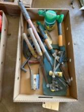 Sprinkler, tree clipper, miracle grow sprayer
