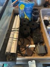 Assorted aquarium lights, supplies and treatment