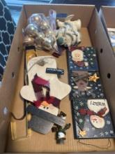 Assorted Christmas decorations, picture frames, etc