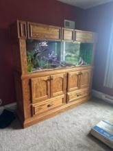 82'' x 24'' x 75'' oak 150 gallon double sided aquarium artificial plants castle etc. 55 gallon