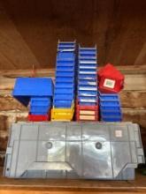 Misc. hardware trays, plastic totes
