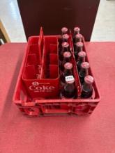 Vintage Coke Crate, Carrier, and 8 oz Coke Bottles