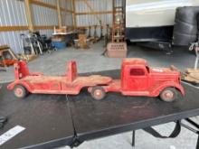 1940's Vintage Buddy L extension ladder riding fire truck. Shipping