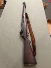 Springfield Armory US .30 M1 semi automatic rifle. No clip, this rifle appears to have seen battle,