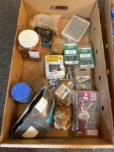 Box of assorted screws, nails, and bolts