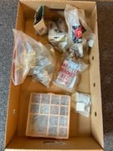 Box of assorted screws, nails, and bolts