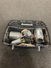 Plastic tool box, paint sprayer