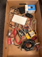 Box of assorted wires, ring door bell, electrical testers