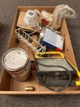 Box of putty, air chucks, utility light